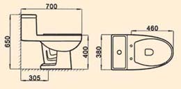 la cuvette WC à 2 pièces