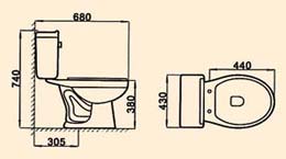  la cuvette WC à 1 pièce à siphon, la cuvette WC suspendue