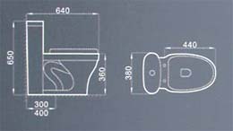 modern water closet, siphonic urinal, square wash basin, 2 piece toilet, Siphonic Close-Coupled Toilet