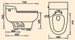 1 piece toilet, Siphonic One-Piece Toilet, bathroom toilet, commercial closet