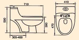 la cuvette WC à 1 pièce, la cuvette WC à 1 pièce à siphon, la cuvette WC de salle de bain et le WC commercial